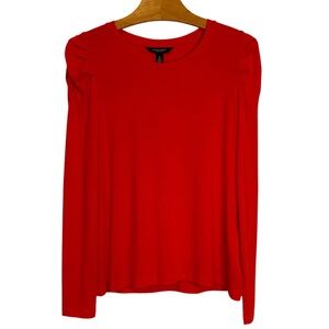 Banana Republic Medium Threadsoft Puff-Sleeve T-Shirt Blouse, Red